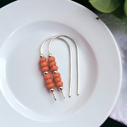 Cheval - Silver and Peach Corral Earrings Bijou by SAM   