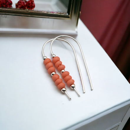 Cheval - Silver and Peach Corral Earrings Bijou by SAM   