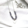 Necklace - Silver with Periwinkle & Oval Charm Necklace Bijou by SAM   