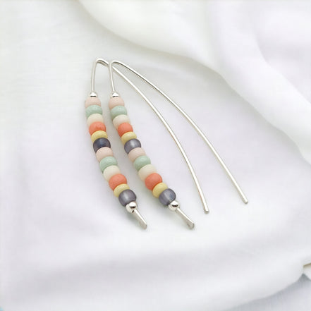 Wish - Silver & Spring Colored Beads Earrings Bijou by SAM   