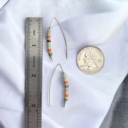 Wish - Silver & Spring Colored Beads Earrings Bijou by SAM   