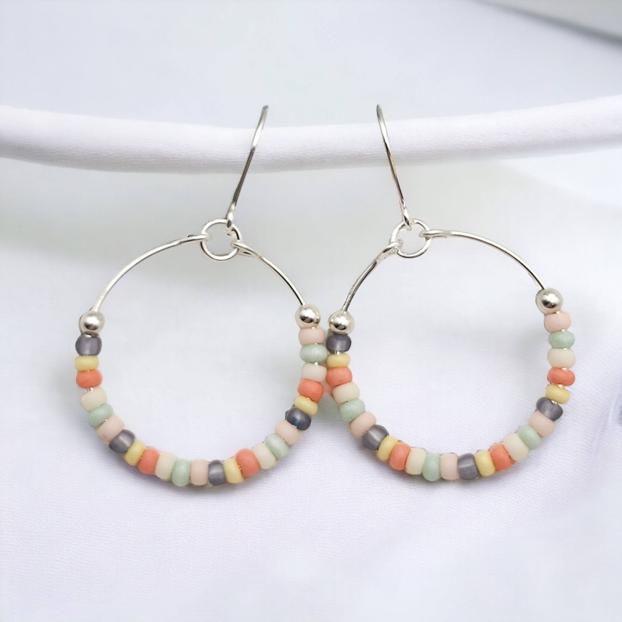 Boho - Silver & Spring Beads Earrings Bijou by SAM   