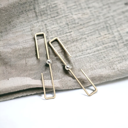 True - Gold Rectangle Threader Earrings Bijou by SAM   