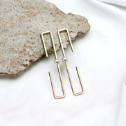 True - Gold Rectangle Threader Earrings Bijou by SAM   