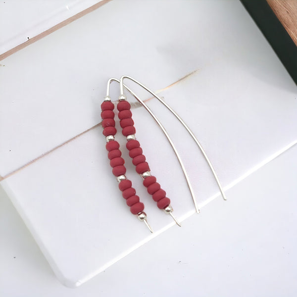 Wish - Red Miyuki Beads Earrings Bijou by SAM   