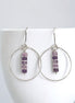 Boho - Silver Hoop with Amethyst Earrings Bijou by SAM Sterling Silver