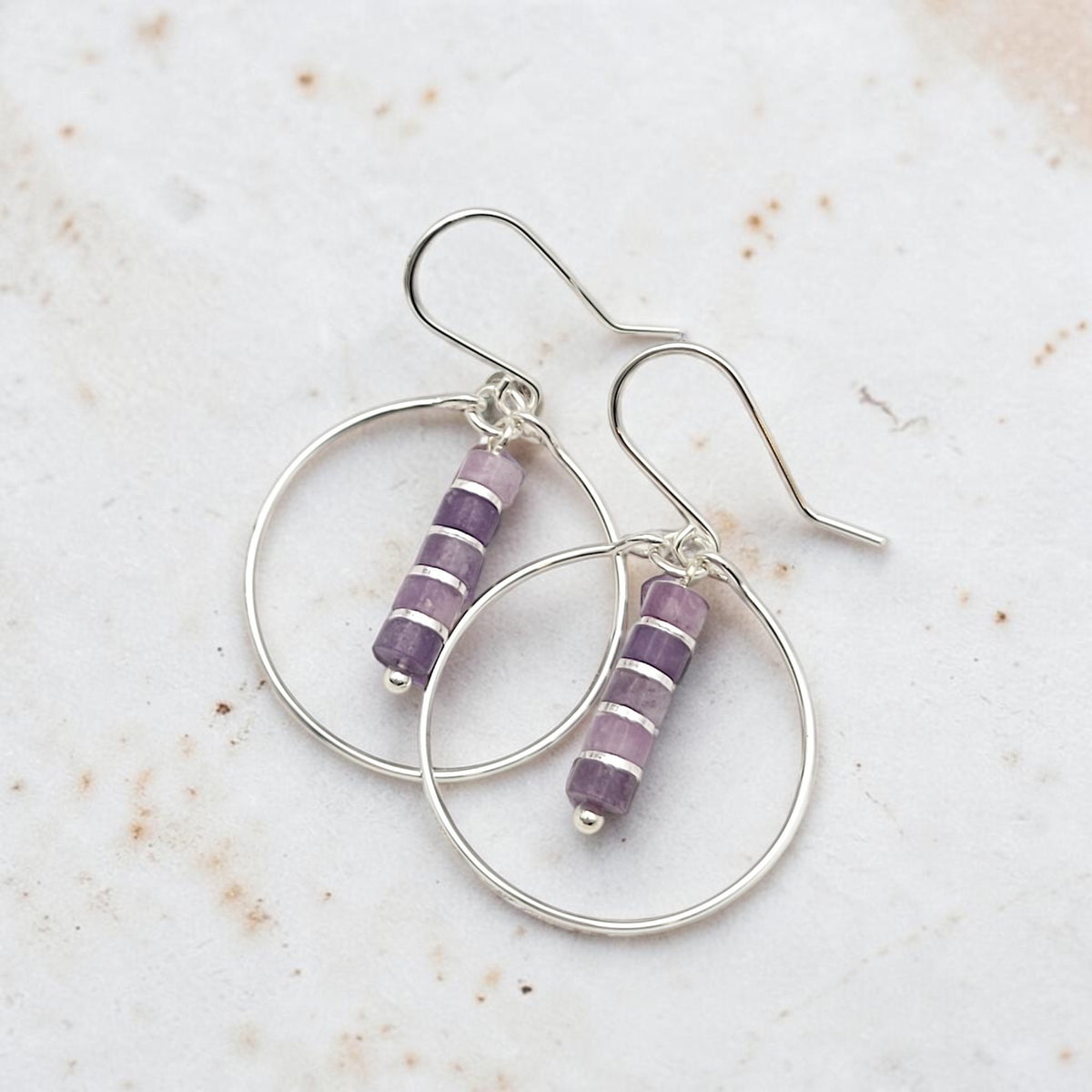 Boho - Silver Hoop with Amethyst