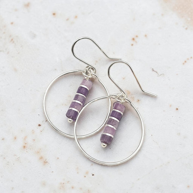 Boho - Silver Hoop with Amethyst