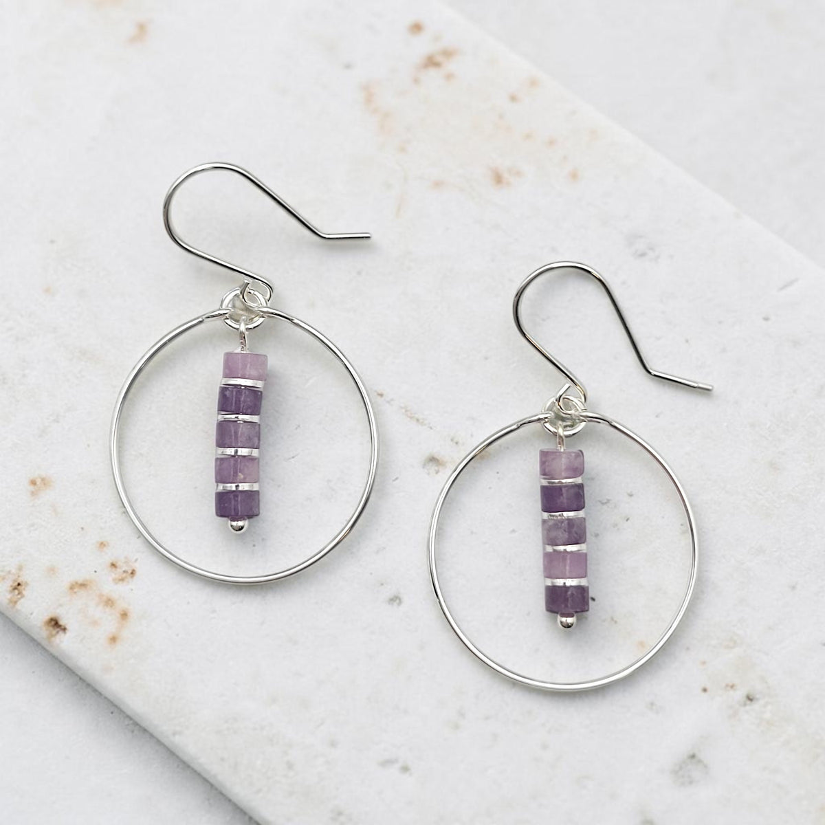 Boho - Silver Hoop with Amethyst