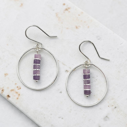 Boho - Silver Hoop with Amethyst