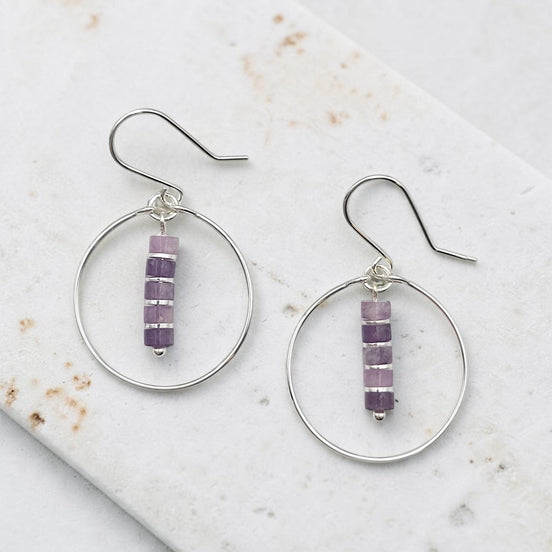 Boho - Silver Hoop with Amethyst