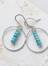 Boho - Silver Hoops with Turquoise Dangle