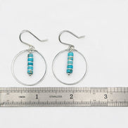 Boho - Silver Hoops with Turquoise Dangle