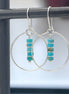 Boho - Silver Hoops with Turquoise Dangle Earrings Bijou by SAM   