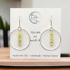 Boho - Silver Hoop with Lemon Yellow Jade Earrings Bijou by SAM   