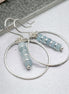 Boho - Silver Hoops with Aquamarine Dangle Earrings Bijou by SAM   