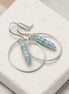 Boho - Silver Hoops with Aquamarine Dangle