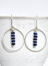 Boho - Silver Hoops with Lapis Lazuli Dangle Earrings Bijou by SAM Sterling Silver