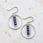 Boho - Silver Hoops with Lapis Lazuli Dangle