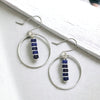 Boho - Silver Hoops with Lapis Lazuli Dangle Earrings Bijou by SAM   