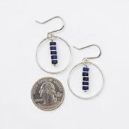 Boho - Silver Hoops with Lapis Lazuli Dangle