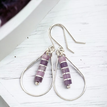 Lane - Silver with Amethyst Dangle Earrings Bijou by SAM Sterling Silver
