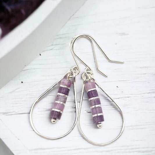 Lane - Silver with Amethyst Dangle Earrings Bijou by SAM   