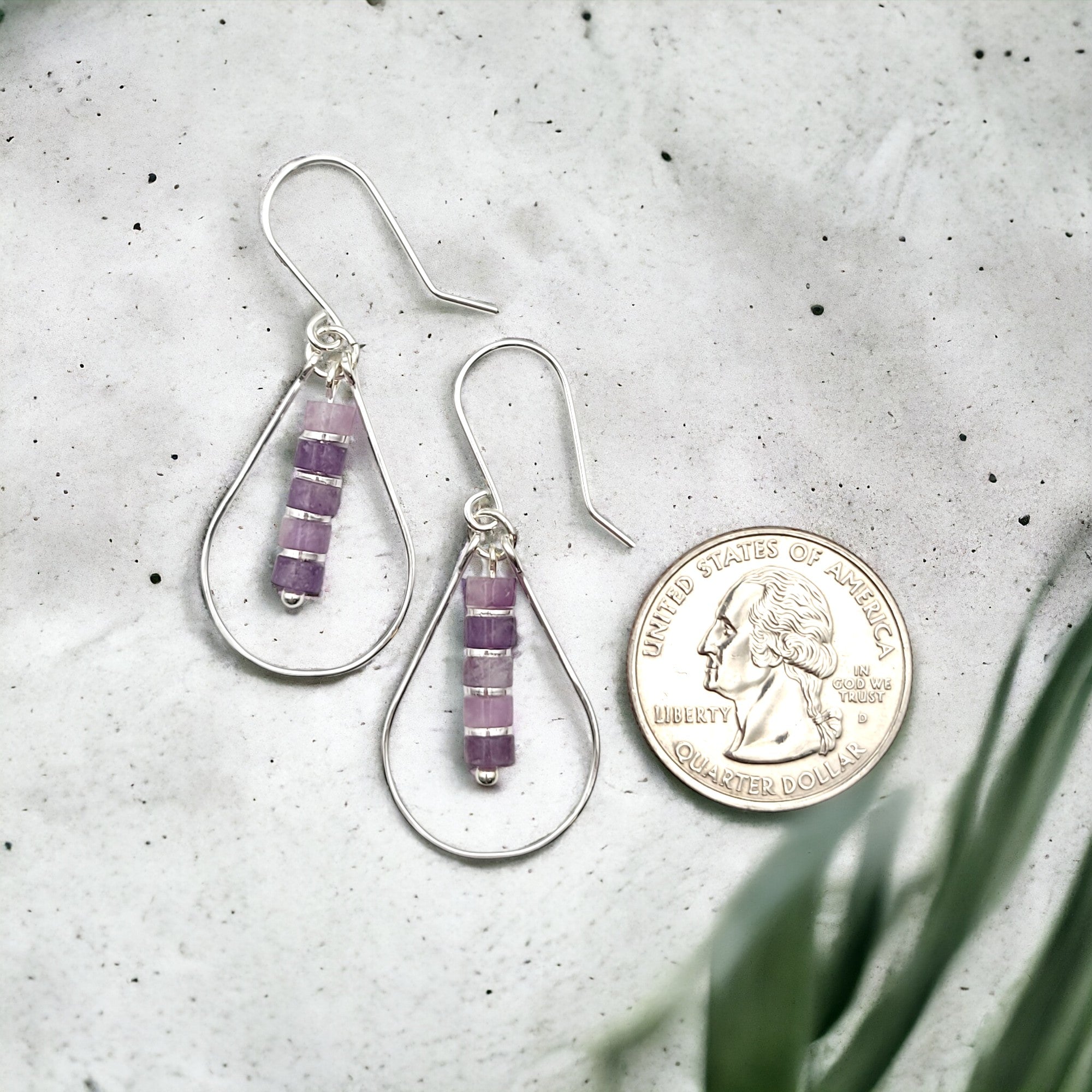 Lane - Silver with Amethyst Dangle Earrings Bijou by SAM   