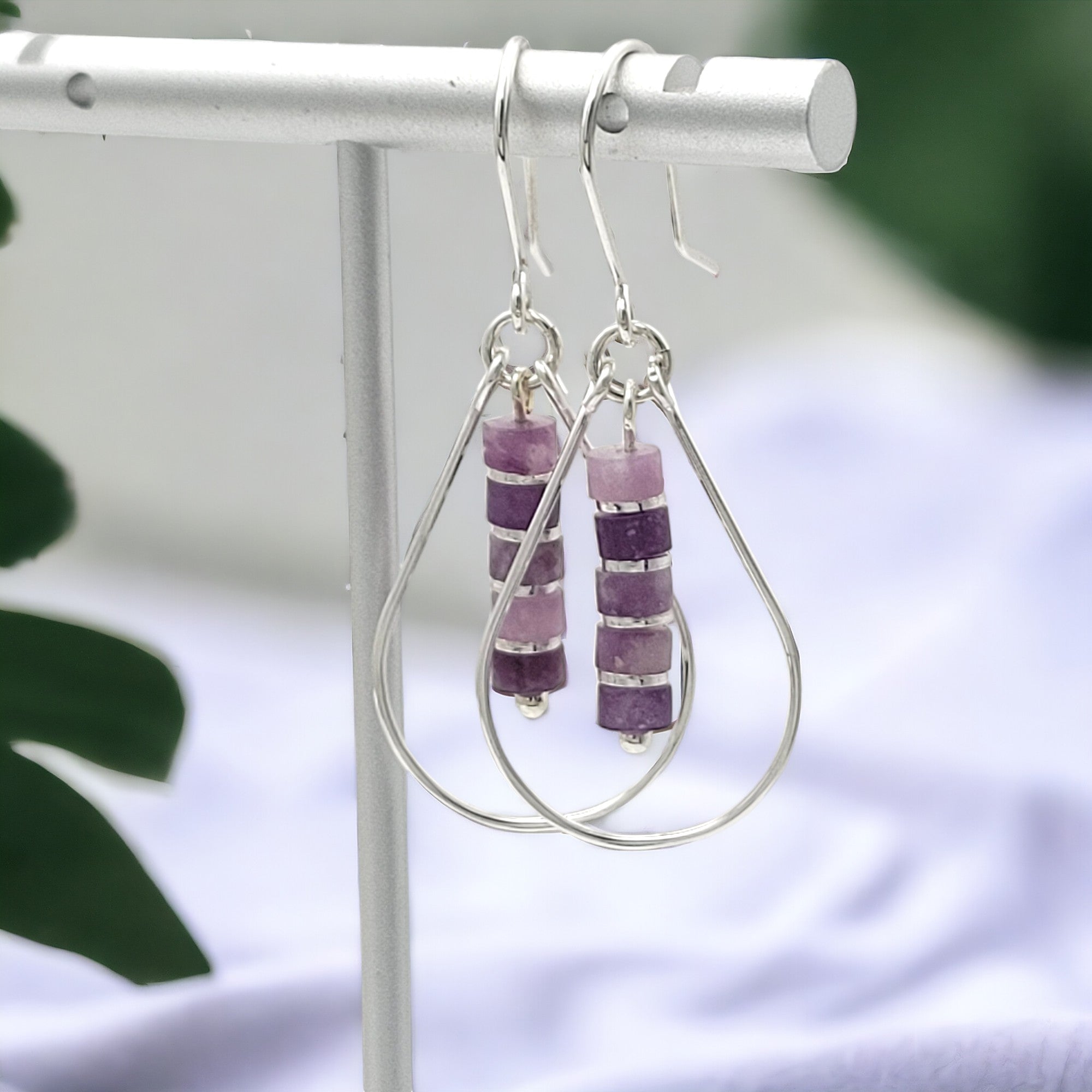 Lane - Silver with Amethyst Dangle Earrings Bijou by SAM   