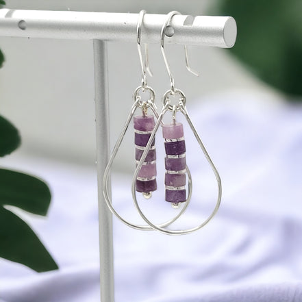 Lane - Silver with Amethyst Dangle Earrings Bijou by SAM   
