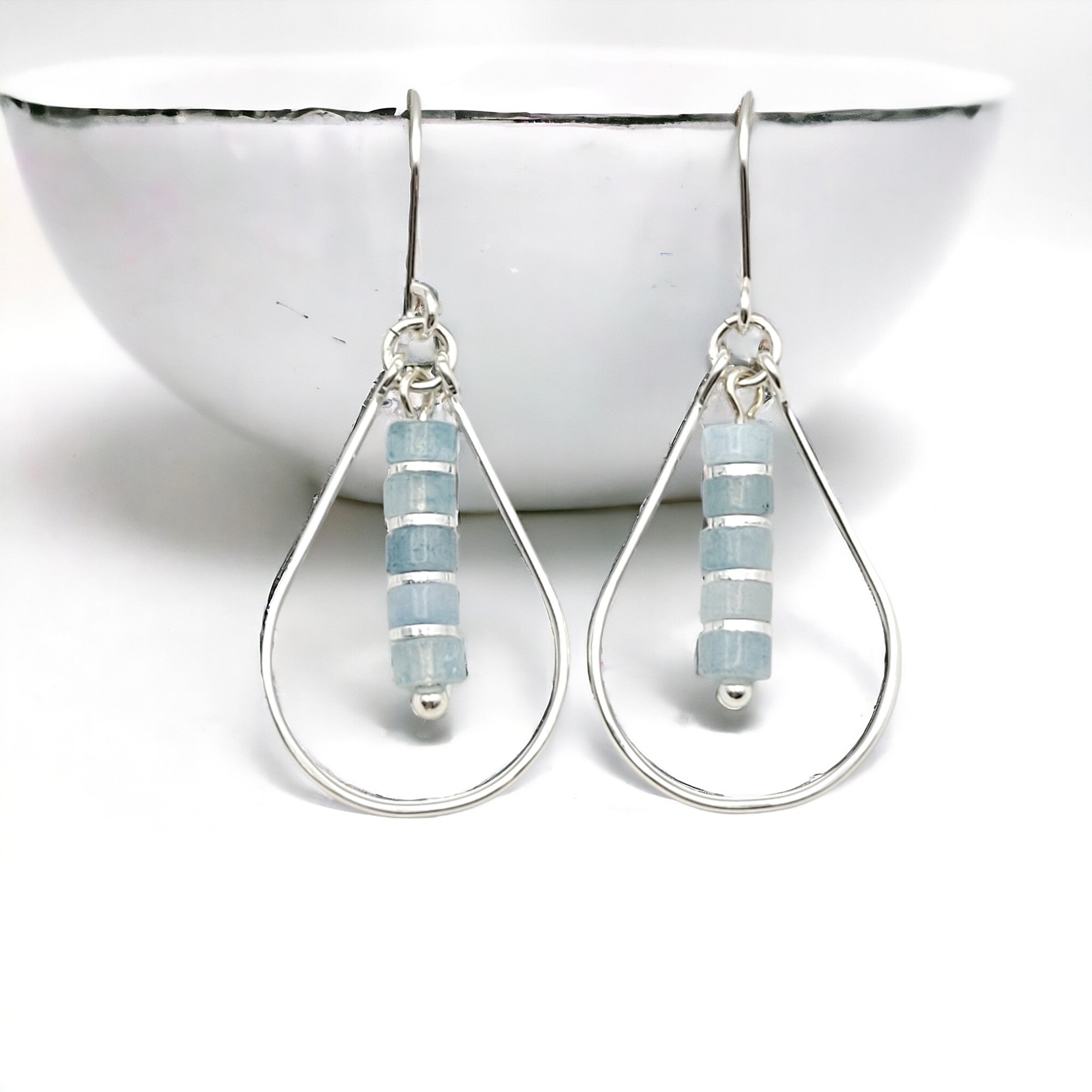 Lane - Silver with Aquamarine Earrings Bijou by SAM   