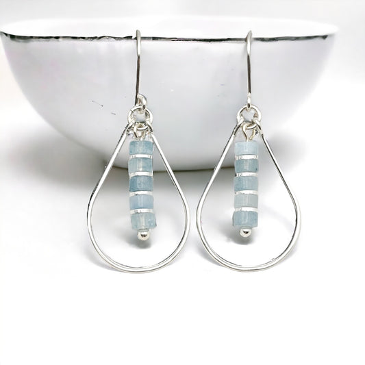 Lane - Silver with Aquamarine Earrings Bijou by SAM   