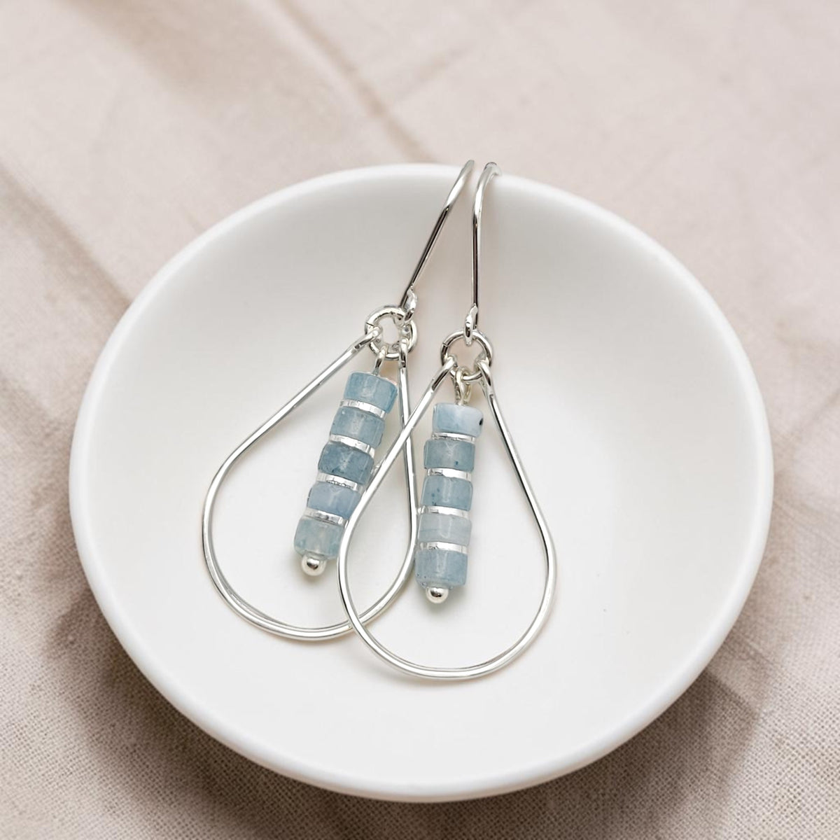Lane - Silver with Aquamarine