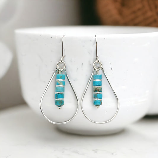 Lane - Silver with Turquoise Earrings Bijou by SAM   