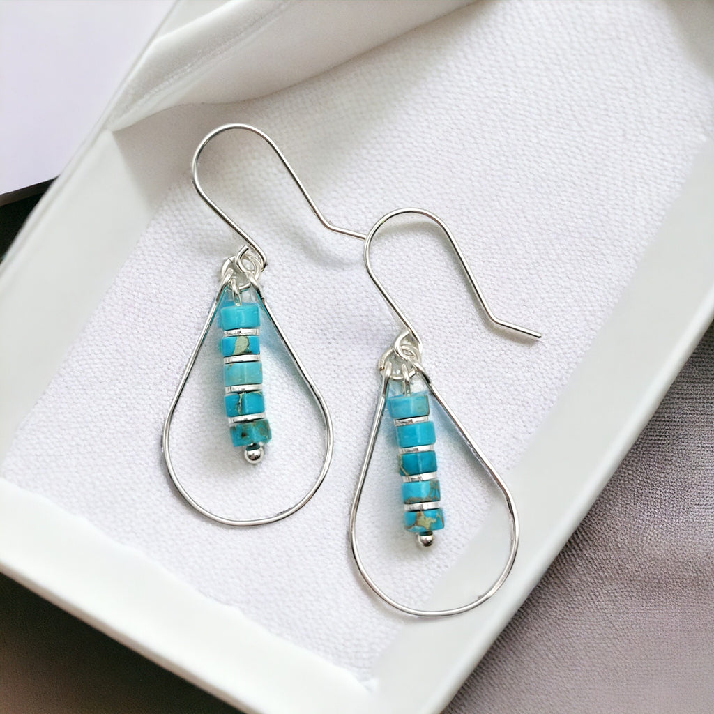 Lane - Silver with Turquoise Earrings Bijou by SAM   