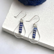Lane - Silver with Lapis Lazuli Earrings Bijou by SAM   