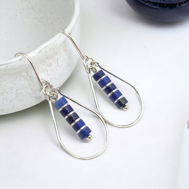 Lane - Silver with Lapis Lazuli Earrings Bijou by SAM Sterling Silver