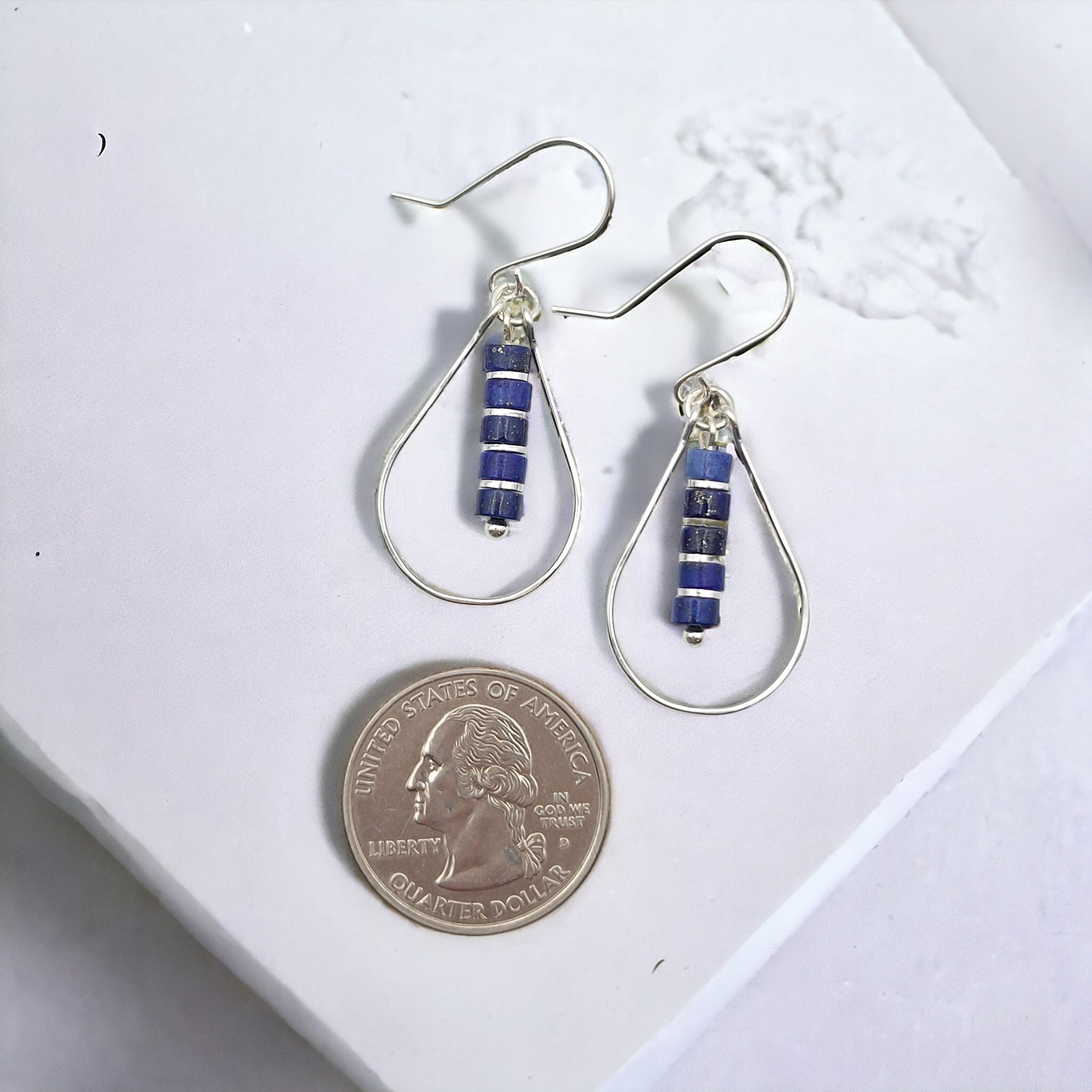 Lane - Silver with Lapis Lazuli Earrings Bijou by SAM   