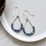 Lane - Silver & Denim Blue Earrings Earrings Bijou by SAM   