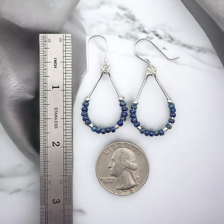 Lane - Silver & Denim Blue Earrings Earrings Bijou by SAM   