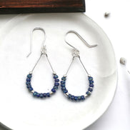Lane - Silver & Denim Blue Earrings Earrings Bijou by SAM   