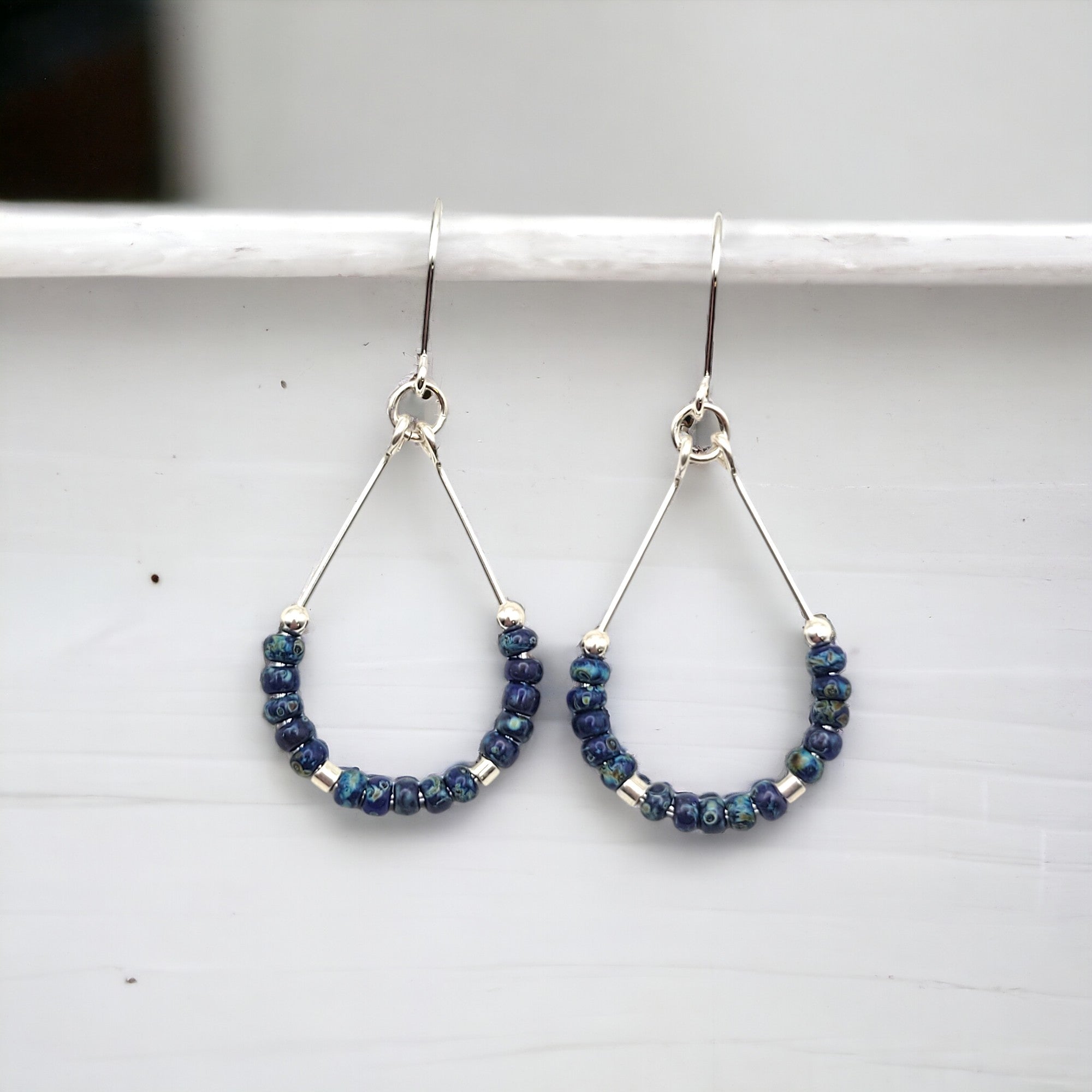 Lane - Silver & Denim Blue Earrings Earrings Bijou by SAM   