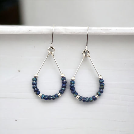 Lane - Silver & Denim Blue Earrings Earrings Bijou by SAM   
