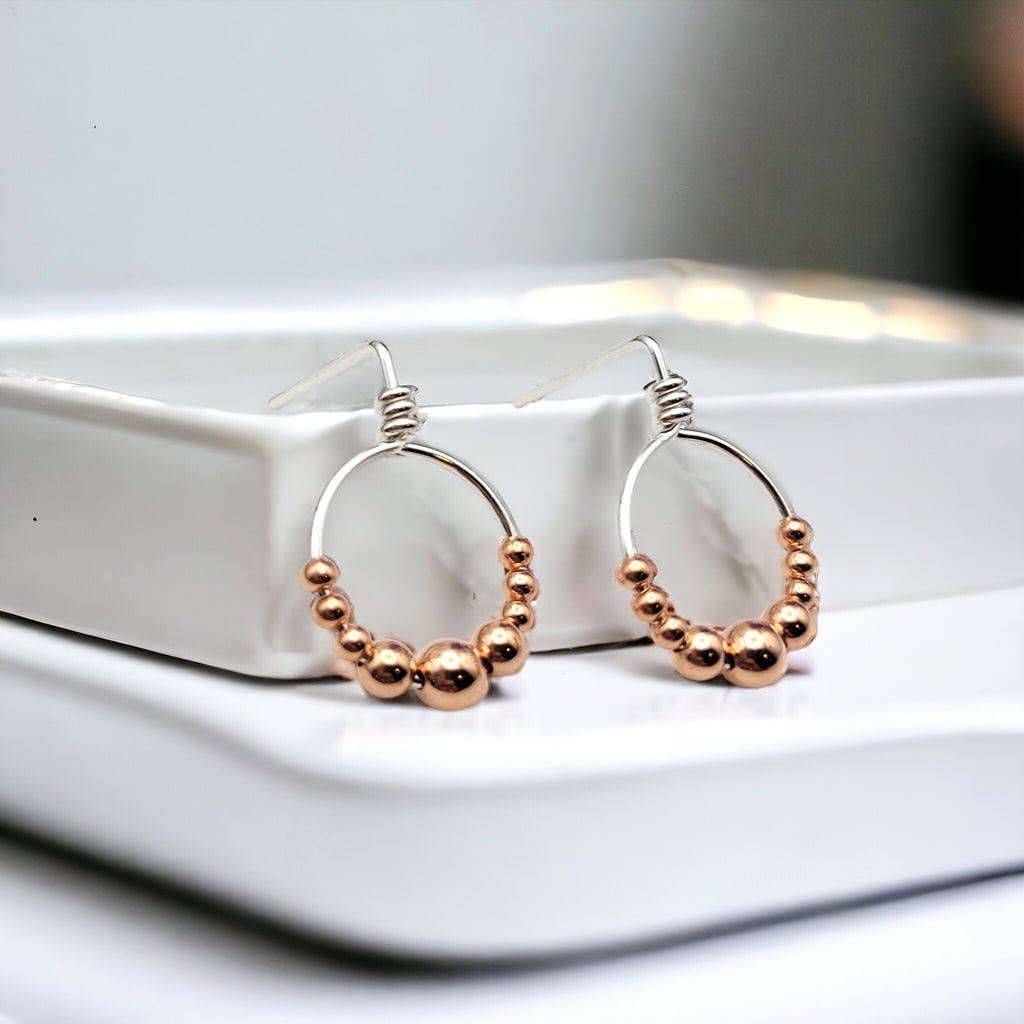 Aiden - Silver & Copper Stud Earrings Earrings Bijou by SAM   