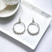 Aiden - Small Sterling Silver Hoop with Silver Beads Earrings Bijou by SAM   