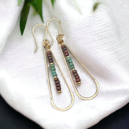 Harley -Gold, Green & Red Beads Earrings Bijou by SAM   