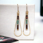 Harley -Gold, Green & Red Beads Earrings Bijou by SAM   