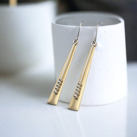 Long Gold & Sterling Silver Statement Earrings Earrings Bijou by SAM   