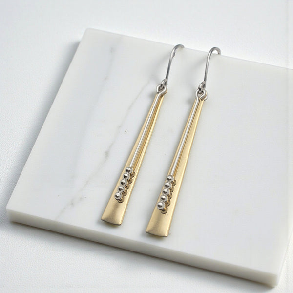 Long Gold & Sterling Silver Statement Earrings Earrings Bijou by SAM