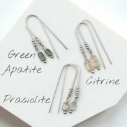 Mini Gemstone Threaders - Dark Forest Earrings Bijou by SAM